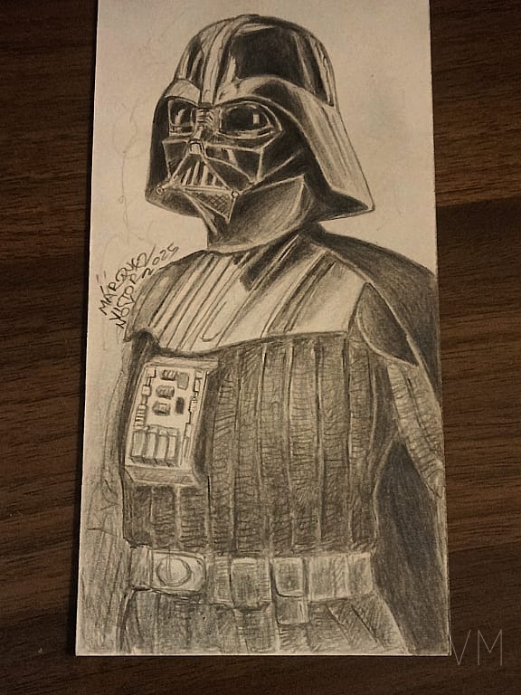 Separador con retrato detallado de Darth Vader, el lado oscuro en miniatura